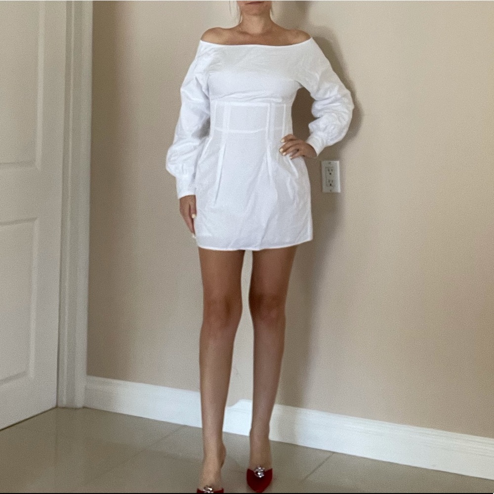 Lovers+Friends Revolve mini white dress corset